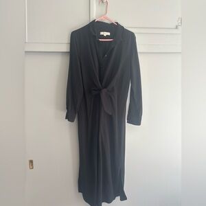 LOFT Black Long Sleeve Knotted Midi Dress - Sz 14